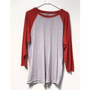 Red & Light Gray Base Ball Tee Size XL